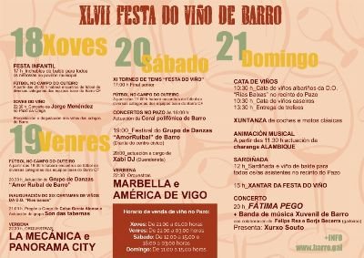 Programación completa da XLVII Festa do Viño de Barro
